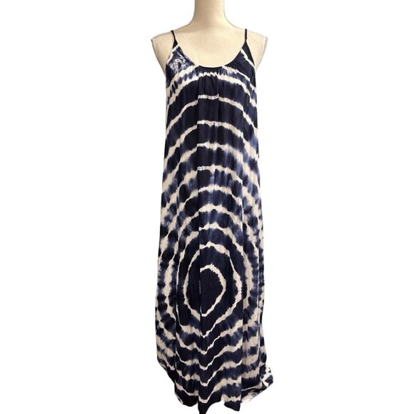 Raviya Cover Up Womens L Blue‎ Tie Dye Tank Maxi Dress Beachy Boho Hippie - Picture 1 of 9